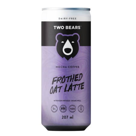 1 Case 6 Pack TWO BEARS FROTHED MOCHA OAT LATTE, 207ml