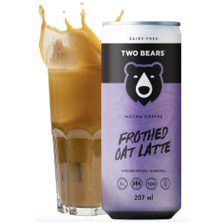 1 Case 6 Pack TWO BEARS FROTHED MOCHA OAT LATTE, 207ml