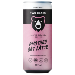 1 Case 6 Pack TWO BEARS FROTHED SALTED CARAMEL OAT LATTE, 207ml