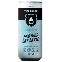 1 Case 6 Pack TWO BEARS, FROTHED VANILLA OAT LATTE, 207ml