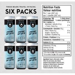 1 Case 6 Pack TWO BEARS, FROTHED VANILLA OAT LATTE, 207ml