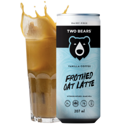 1 Case 6 Pack TWO BEARS, FROTHED VANILLA OAT LATTE, 207ml