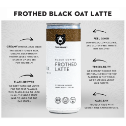 1 Case 6 Pack TWO BEARS FROTHED BLACK OAT LATTE, 207ml