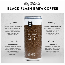 1 Case 6 Pack TWO BEARS BLACK FLASH BREW (Original) COFFEE, 207ml