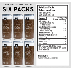 1 Case 6 Pack TWO BEARS BLACK FLASH BREW (Original) COFFEE, 207ml