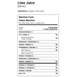 1 Case 12 pack Earth’s Choice Organic Lime Juice Small, 250ml