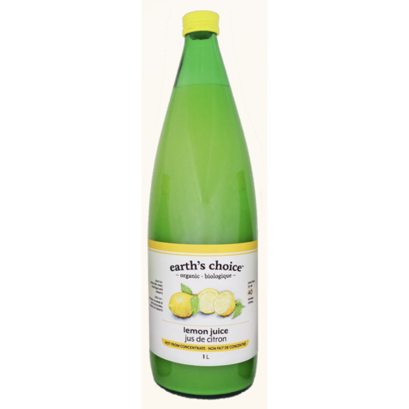 1 Case 6 pack Earth’s Choice Organic Lemon Juice Large, 1L