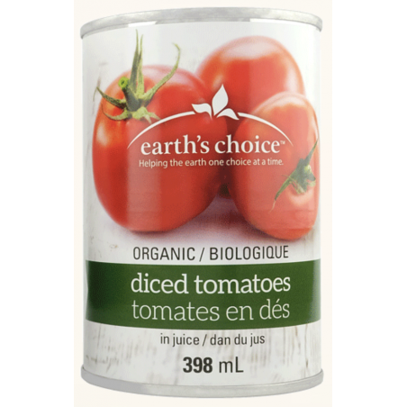 1 Case - 12 Pack, Earth's Choice Tomato's -  Organic Tomato Diced, 398ml