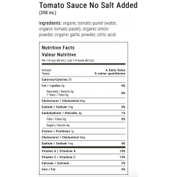 1 Case - 12 Pack, Earth's Choice Tomato's - Organic Tomato Sauce No Salt, 398ml