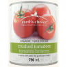 1 Case - 12 Pack, Earth's Choice Tomato's - Organic Crushed Tomatoes w/basil, 796mL