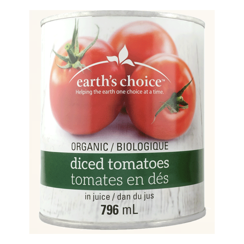 1 Case - 12 Pack, Earth's Choice Tomato's - Organic Tomato Diced, 796mL