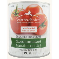 1 Case - 12 Pack, Earth's Choice Tomato's - Organic Tomato Diced No Salt, 796mL