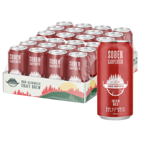 1 Case 24 Pack, SOBER CARPENTER, NON-ALCOHOLIC CRAFT BEER, IRISH RED - 6 x 4 PACK,  355ML