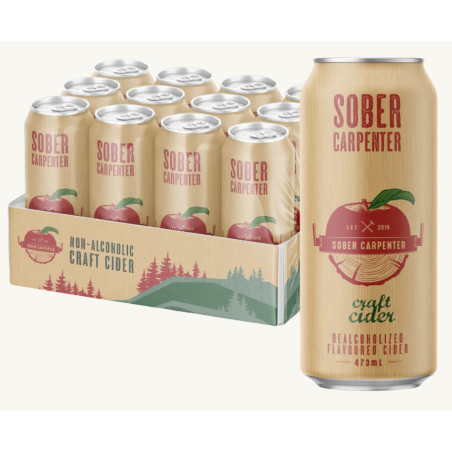 1 Case 12 Pack, SOBER CARPENTER, NON-ALCOHOLIC CRAFT BEER, DE-ALCOHOLIC CIDER, 473ML