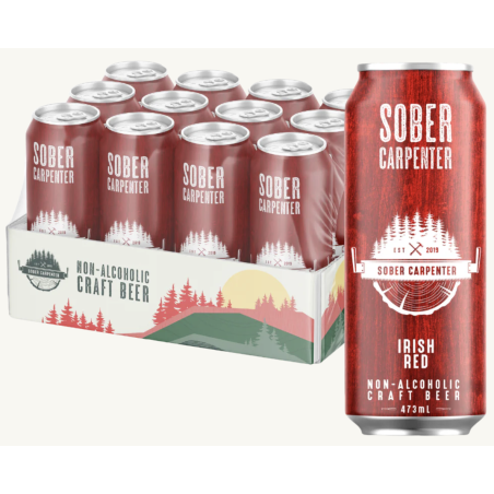 1 Case 12 Pack, SOBER CARPENTER, NON ALCOHOLIC BEER -IRISH RED, 473ml