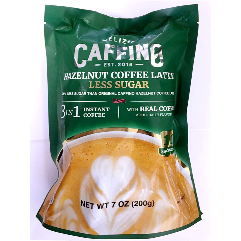 1 case - 24 Pack, Caffino Latte Hazelnut Less Sugar, 10x20g