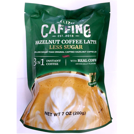 1 case - 24 Pack, Caffino Latte Hazelnut Less Sugar, 10x20g