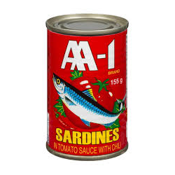 1 Case, 48 Pack, AA-1 Sardine TomatoSauce 155g