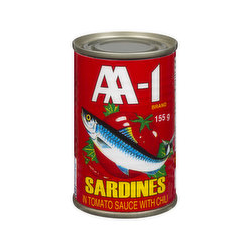 1 Case, 48 Pack, AA-1 Sardine Tomato Chili 155g