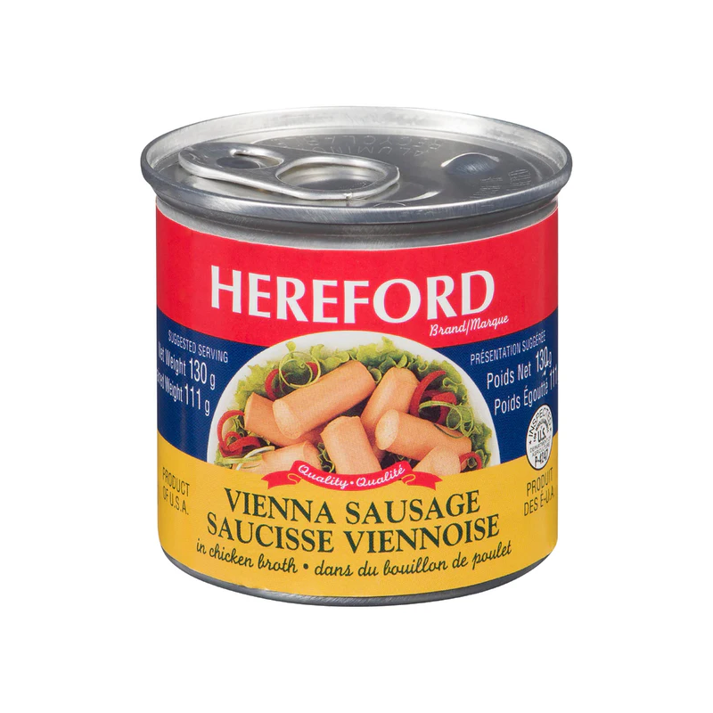 1 Case 48 Pack, Hereford Vienna Sausage 113g