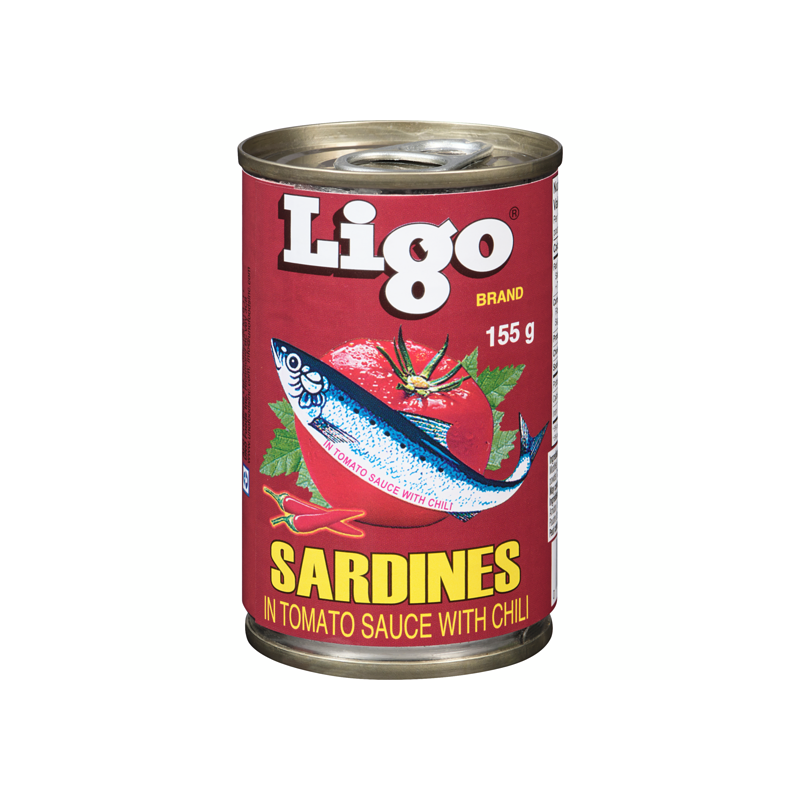 1 Case, 100 Pack, Ligo Sardine TomatoSauce 155g