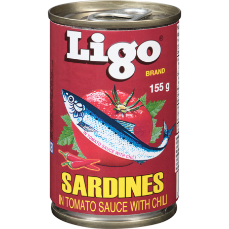 1 Case, 100 Pack, Ligo Sardine TomatoSauce 155g