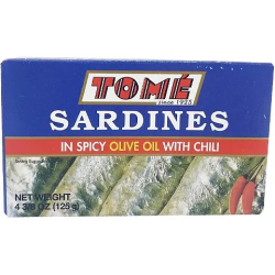 1 Case 50 Pack, Tome Sardine Olive Oil Chili 125g