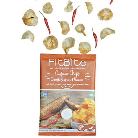 1 Case - 12 Pack, FITBITE - Cassava Chips, Spicy, 100g