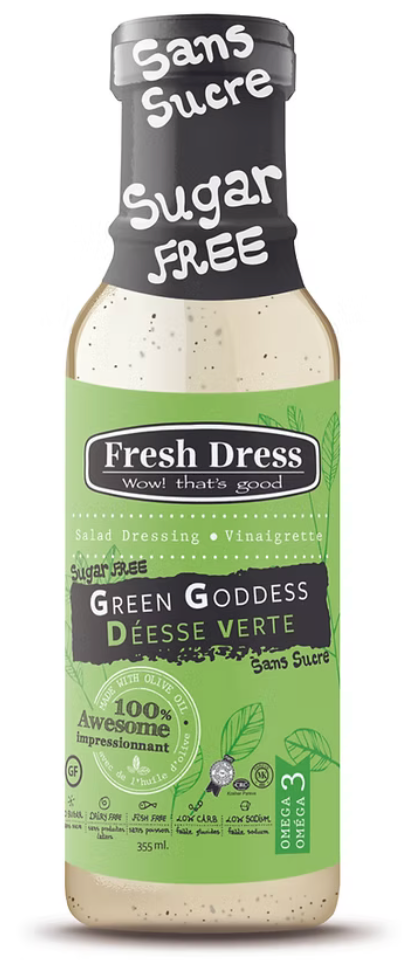 1 Case 12 Pack, FRESH DRESS All Natural Salad Dressings - Green Goddess (Sugar Free)