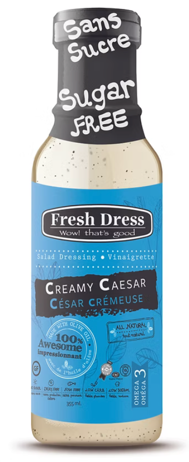 1 Case 12 Pack, FRESH DRESS All Natural Salad Dressings Creamy Caesar