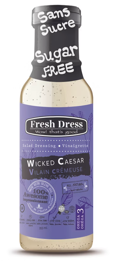 1 Case 12 Pack, FRESH DRESS All Natural Salad Dressings Wicked Caesar