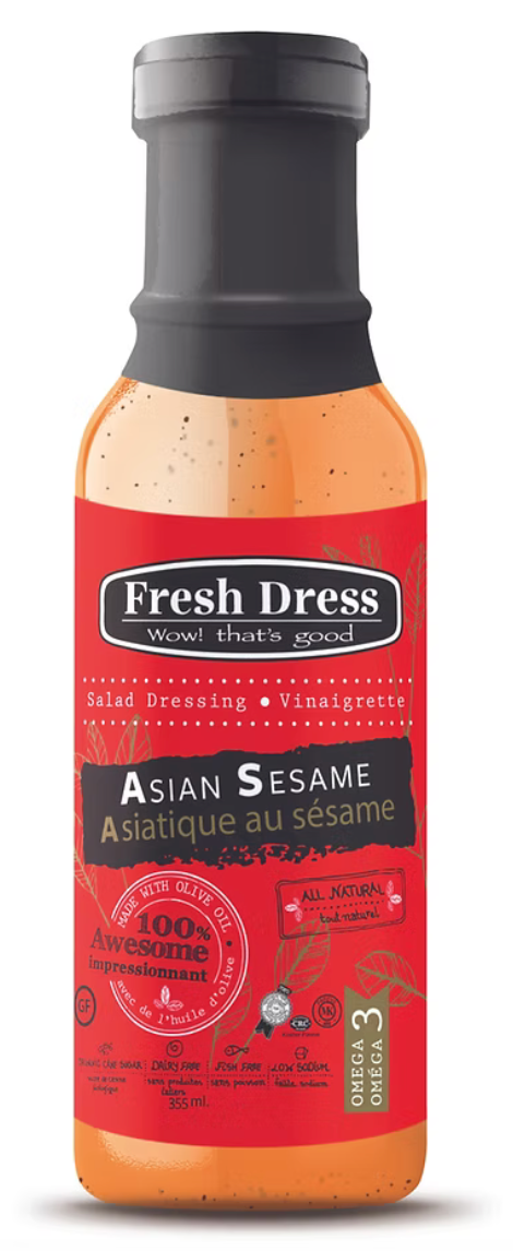 1 Case 12 Pack, FRESH DRESS All Natural Salad Dressings Asian Sesame