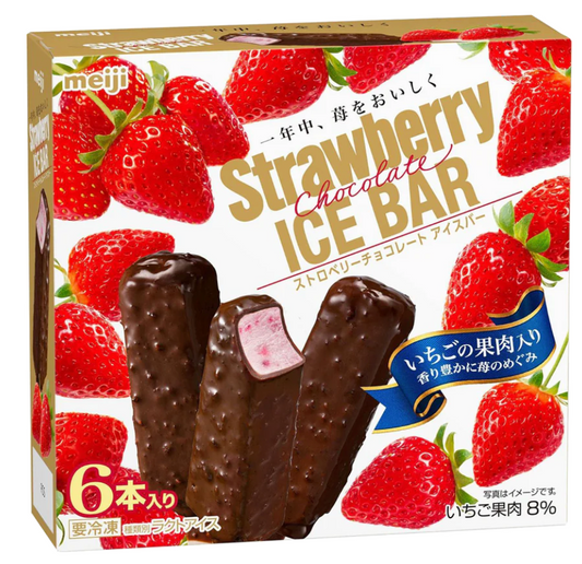 1 Case, 8 Pack, Meiji Strawberry Flavour Ice Bar, 6pcs/ 282ML - PAL-28223